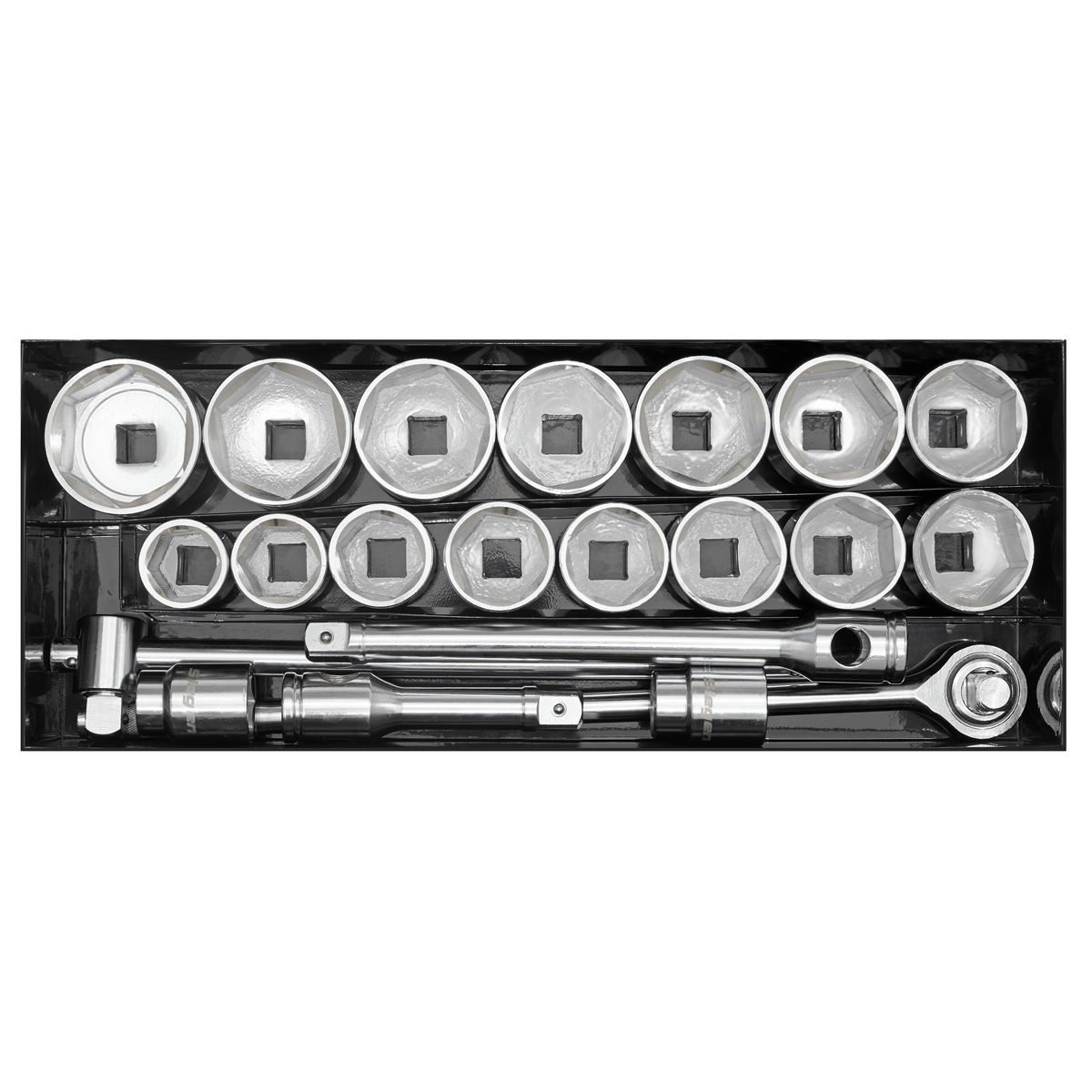 Siegen S0768 Socket Set 21pc 1"Sq Drive 6pt WallDrive® Metric Siegen