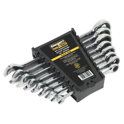 Siegen S0984 Combination Ratchet Spanner Set 8pc Imperial Siegen