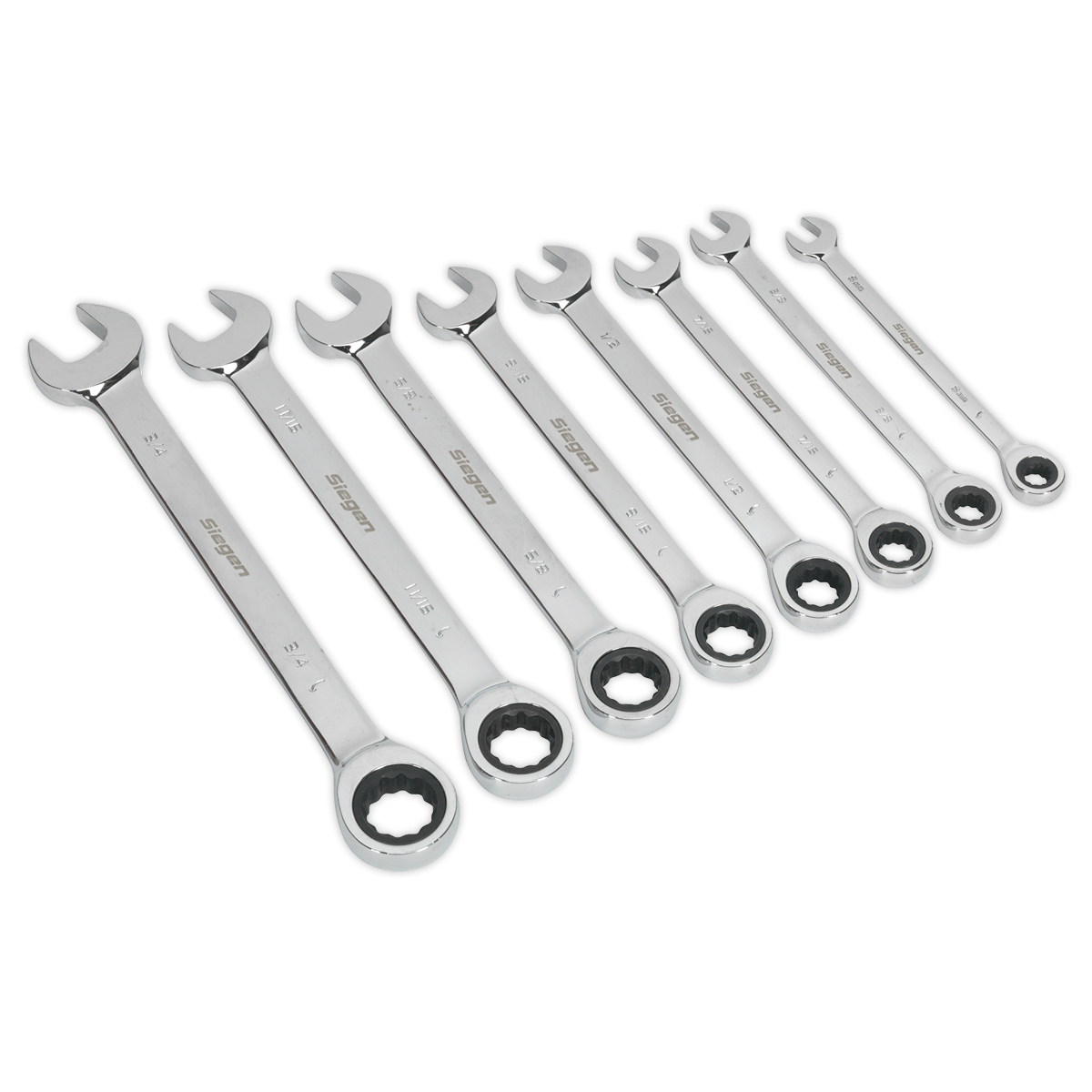 Siegen S0984 Combination Ratchet Spanner Set 8pc Imperial Siegen