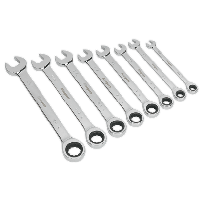 Siegen S0984 Combination Ratchet Spanner Set 8pc Imperial Siegen