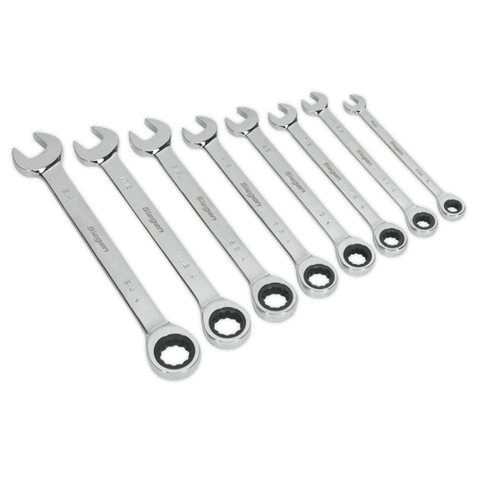 Siegen S0984 Combination Ratchet Spanner Set 8pc Imperial Siegen