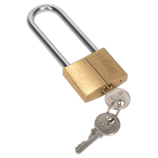 Siegen S0989 Brass Body Padlock with Brass Cylinder Long Shackle 40mm Siegen