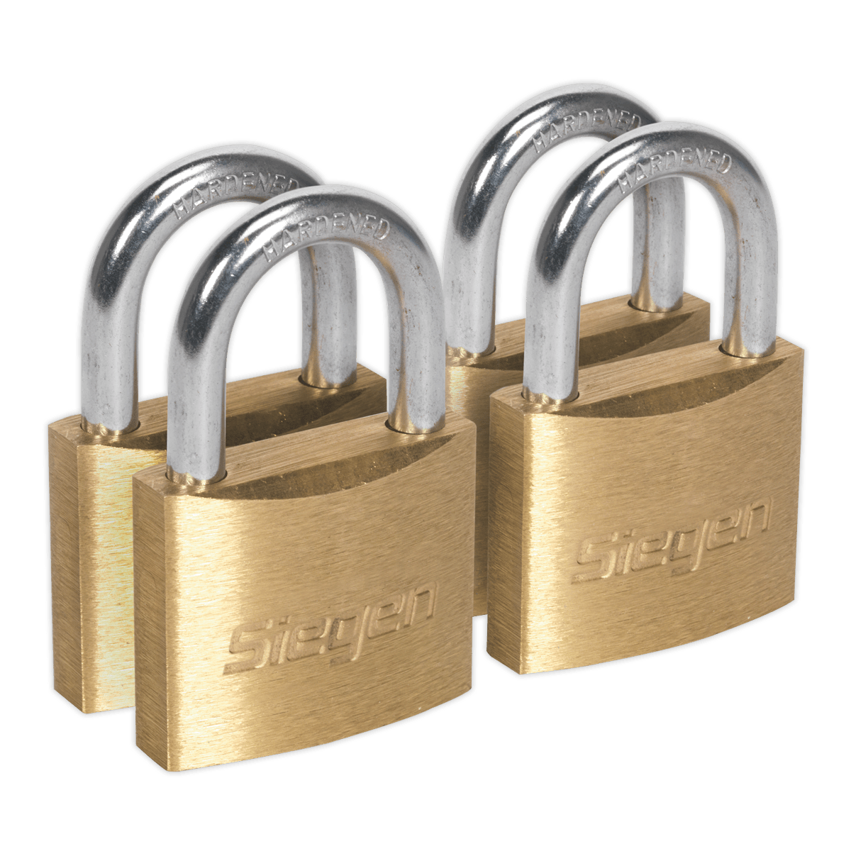 Siegen S0992 Brass Body Padlock with Brass Cylinder Keyed Alike - Pack of 4 Siegen
