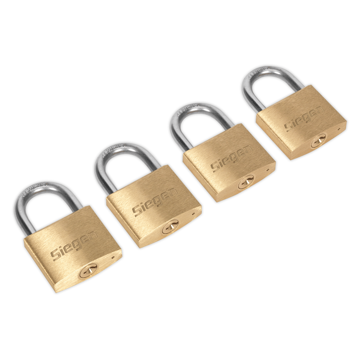Siegen S0992 Brass Body Padlock with Brass Cylinder Keyed Alike - Pack of 4 Siegen