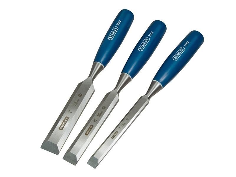 Stanley 5002 Bevel Edge Chisel Set 3 Piece: 12 18 & 25mm STA016128 Stanley