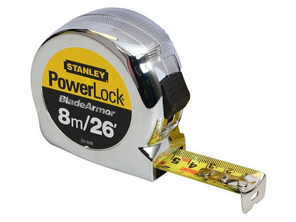 Stanley PowerLock BladeArmor Pocket Tape 8m/26ft Width 25mm STA033526 Stanley
