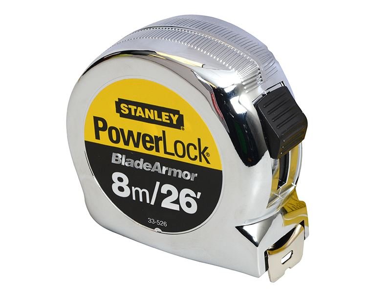 Stanley PowerLock BladeArmor Pocket Tape 8m/26ft Width 25mm STA033526 Stanley
