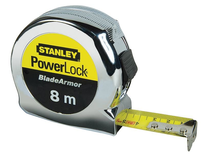 Stanley PowerLock BladeArmor Pocket Tape 8m Width 25mm Metric only STA033527 Stanley