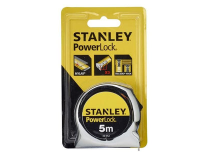 Stanley PowerLock Classic Pocket Tape 5m Width 19mm Metric only STA033552 Stanley