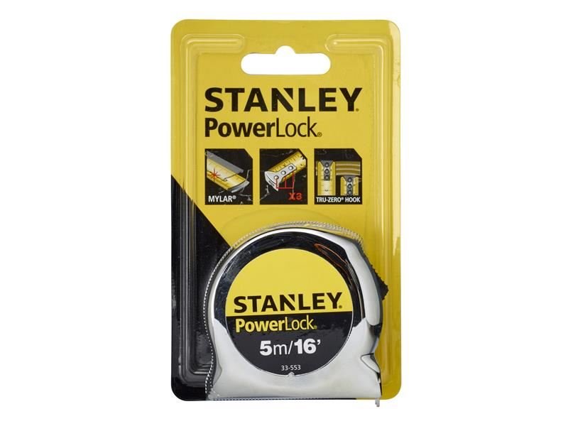 Stanley PowerLock Classic Pocket Tape 5m/16ft Width 19mm STA033553 Stanley
