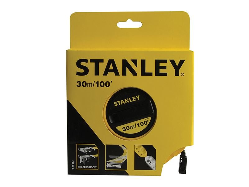 Stanley Closed Case Fibreglass Long Tape 30m/100ft Width 13mm STA034262 Stanley