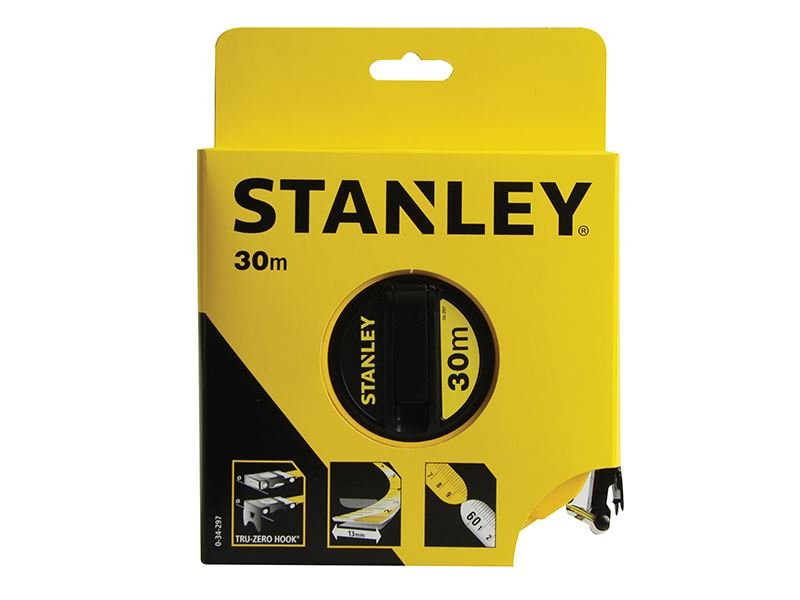 Stanley Closed Case Fibreglass Long Tape 30m Width 13mm STA034297 Stanley