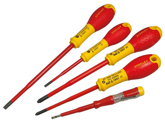Stanley FatMax VDE Insulated Screwdriver Set 5 Piece Plusminus STA062694 Stanley