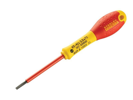 Stanley FatMax VDE Insulated Screwdriver Parallel Tip 3.5 x 75mm STA065411 Stanley