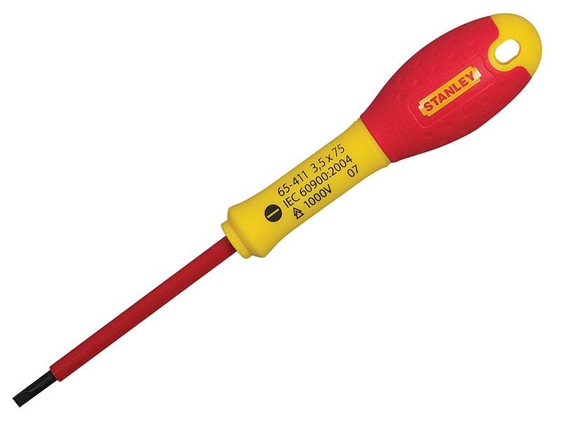 Stanley FatMax VDE Insulated Screwdriver Parallel Tip 4.0 x 100mm STA065412 Stanley