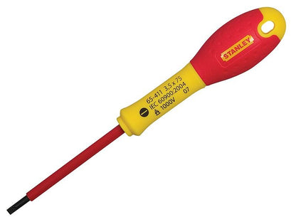 Stanley FatMax VDE Insulated Screwdriver Parallel Tip 4.0 x 100mm STA065412 Stanley