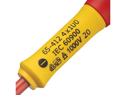 Stanley FatMax VDE Insulated Screwdriver Parallel Tip 4.0 x 100mm STA065412 Stanley