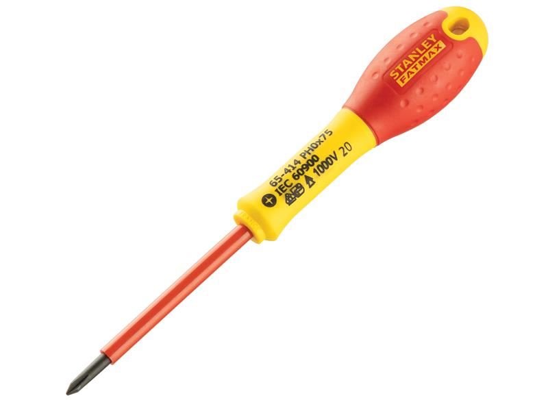 Stanley FatMax VDE Insulated Screwdriver Phillips Tip PH0 x 75mm STA065414 Stanley