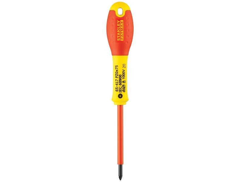 Stanley FatMax VDE Insulated Screwdriver Pozidriv Tip PZ0 x 75mm STA065417 Stanley