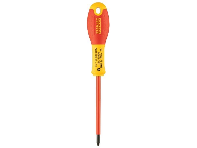Stanley FatMax VDE Insulated Screwdriver Pozidriv Tip PZ1 x 100mm STA065418 Stanley