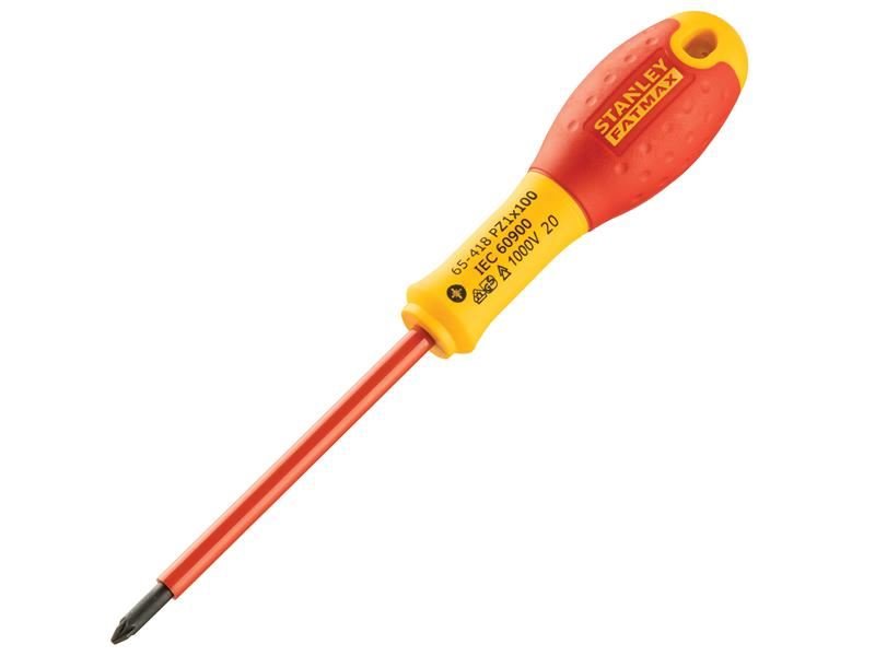 Stanley FatMax VDE Insulated Screwdriver Pozidriv Tip PZ1 x 100mm STA065418 Stanley