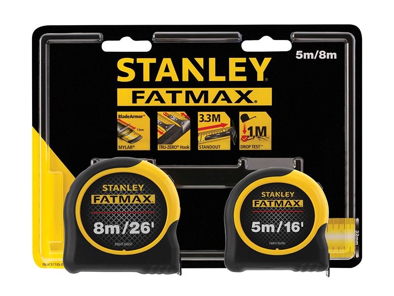 Stanley FatMax Classic Tape Twin Pack 5m & 8m Width 32mm STA081745 Stanley