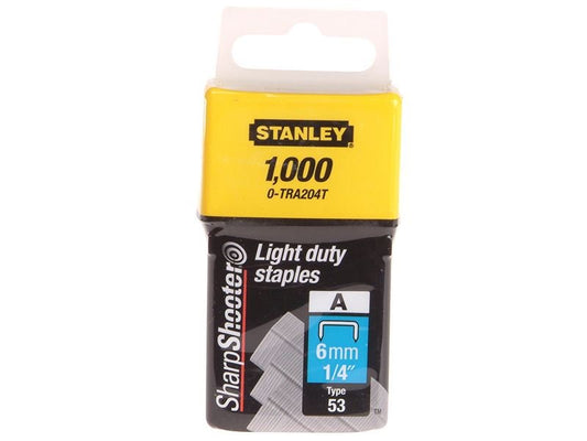 Stanley TRA2 Light-Duty Staple 6mm TRA204T Pack 1000 STA0TRA204T Stanley
