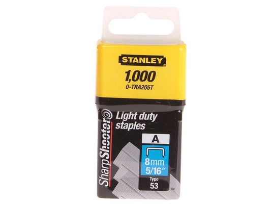 Stanley TRA2 Light-Duty Staple 8mm TRA205T Pack 1000 STA0TRA205T Stanley