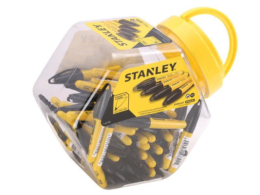 Stanley Mini Fine Tip Marker Black Tub 72 STA147324 Stanley