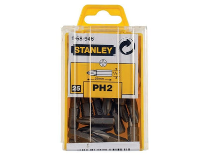 Stanley Phillips Bits PH2 x 25mm Box 25 STA168946B Stanley