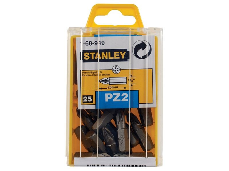 Stanley Pozidriv Bits PZ2 x 25mm Box 25 STA168949B Stanley
