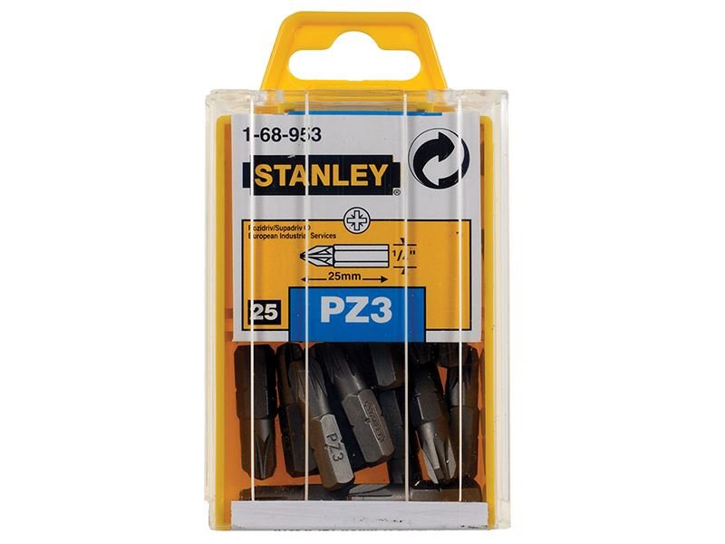 Stanley Pozidriv Bits PZ3 x 25mm Box 25 STA168953B Stanley