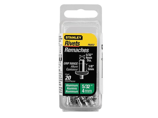 Stanley 1-PAA52 Aluminium Rivets Short 4 x 3mm Pack of 20 STA1PAA52 Stanley