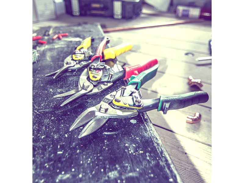 Stanley Red Aviation Snips Left Cut 250mm 10in STA214562 Stanley
