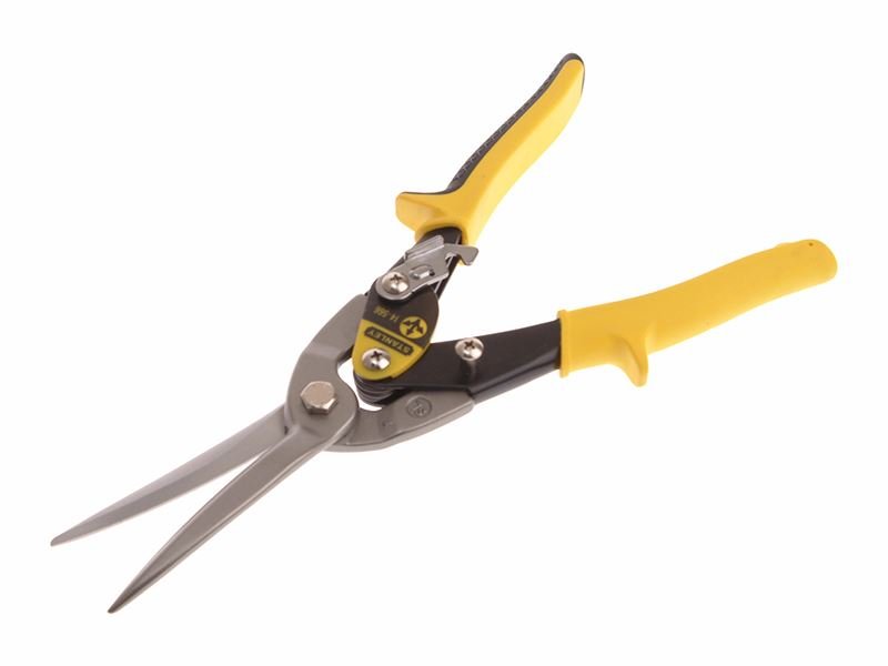 Stanley Yellow Long Aviation Snips Straight Cut 300mm STA214566 Stanley