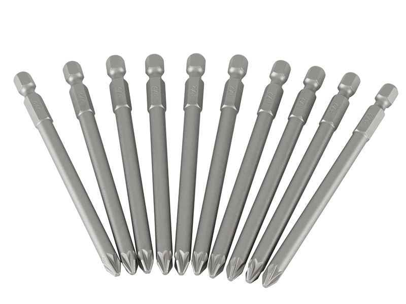 Stanley Pozidriv Power Bits PZ2 x 100mm Box 10 STA368807B Stanley