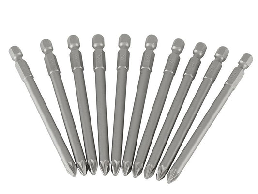 Stanley Pozidriv Power Bits PZ2 x 100mm Box 10 STA368807B Stanley