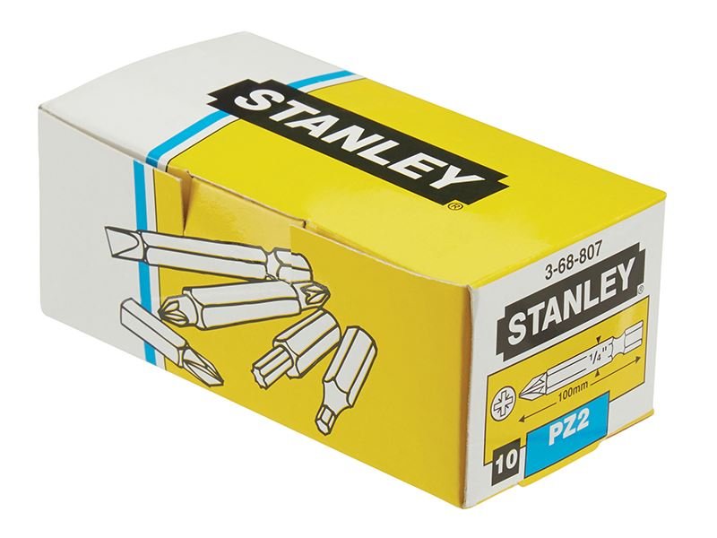 Stanley Pozidriv Power Bits PZ2 x 100mm Box 10 STA368807B Stanley