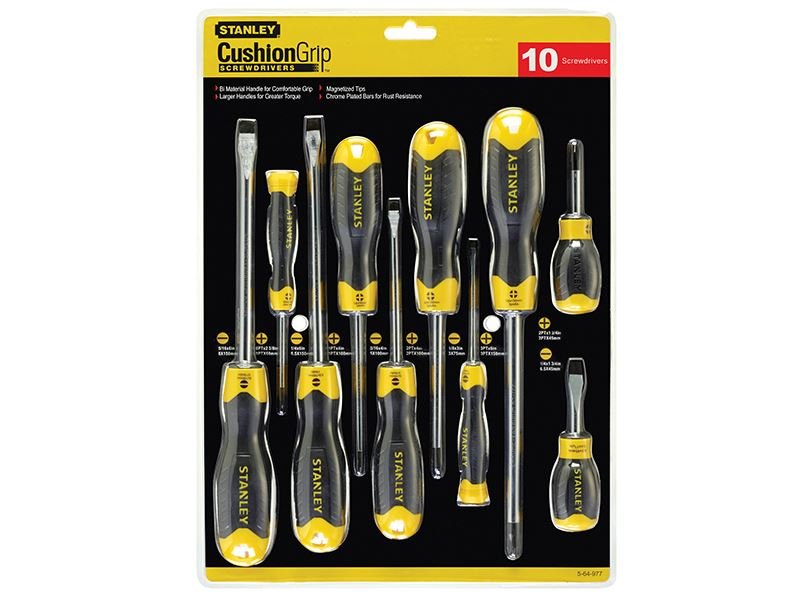 Stanley Cushion Grip Screwdriver Set 10 Piece STA564977 Stanley