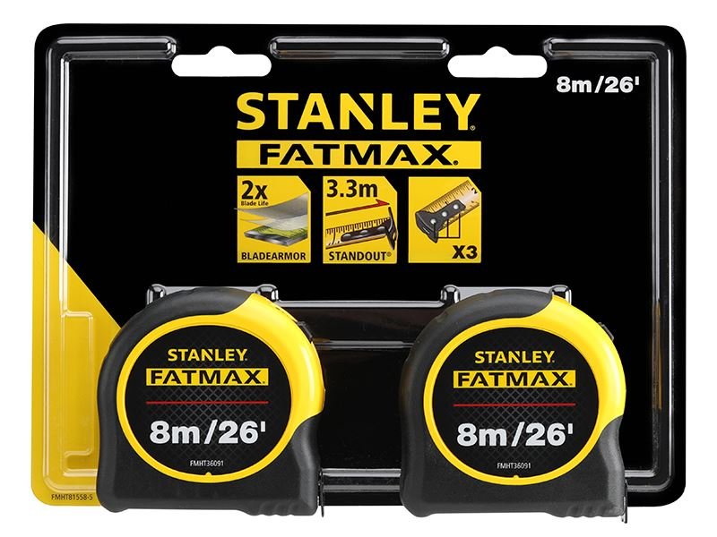 Stanley FatMax Classic Tape Twin Pack 8m/26ft Width 32mm STA581558 Stanley