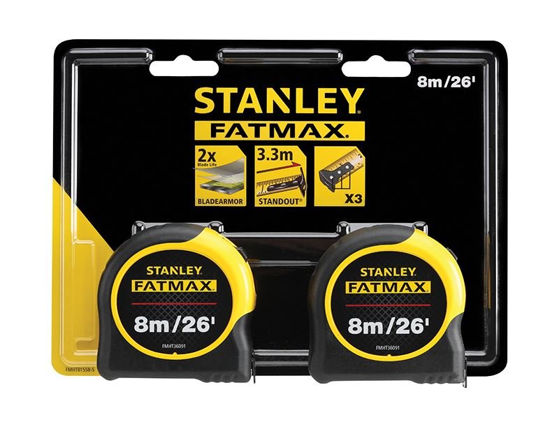 Stanley FatMax Classic Tape Twin Pack 8m/26ft Width 32mm STA581558 Stanley
