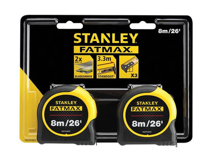 Stanley FatMax Classic Tape Twin Pack 8m/26ft Width 32mm STA581558 Stanley