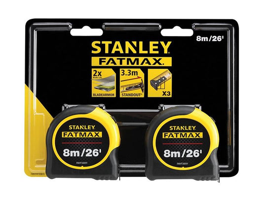 Stanley FatMax Classic Tape Twin Pack 8m/26ft Width 32mm STA581558 Stanley