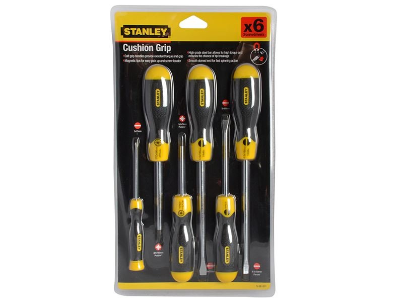 Stanley Cushion Grip Screwdriver Set 6 Piece STA598001 Stanley
