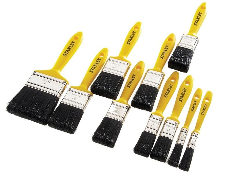 Stanley Hobby Paint Brush Set of 10 122 252 383 502 & 75mm STAHOBBY10 Stanley