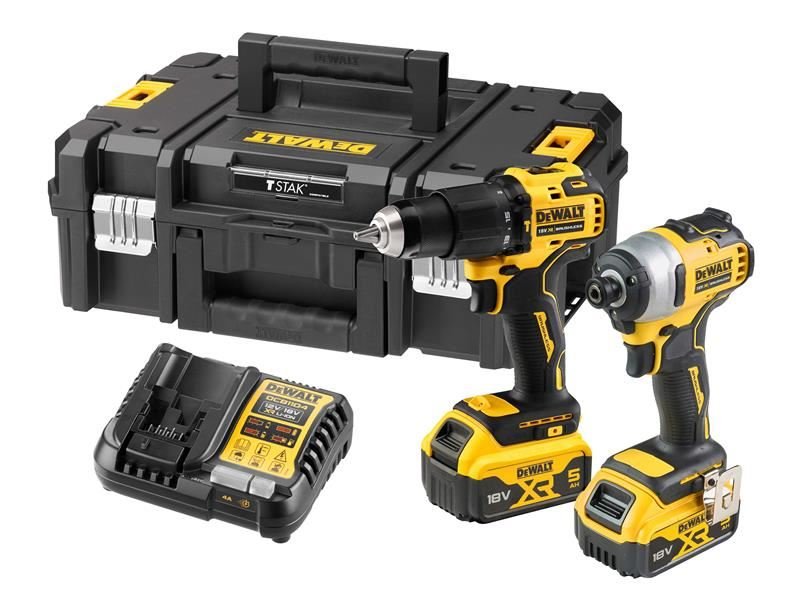 Dewalt DCK2062P2T 18V XR Brushless Compact Twin Pack DCD709 & DCF809 - 2 x 5Ah Batteries Dewalt