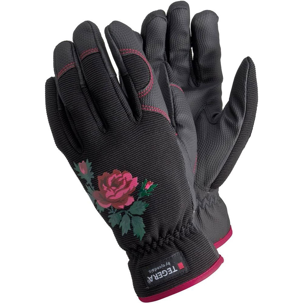 TEGERA 90030 Ladies Black Synthetic Leather Gardening Work Gloves Ejendals
