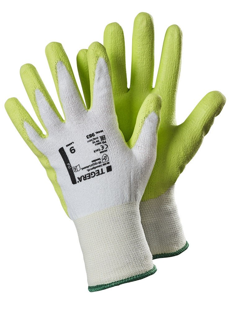Tegera 983 Hi Viz Dyneema® Diamond Technology PU Cut Resistant B Work Gloves Ejendals
