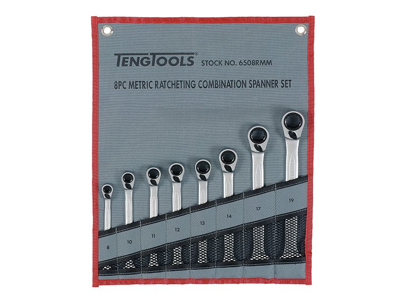 Teng Ratcheting Combination Spanner Set 8 Piece Teng Tools