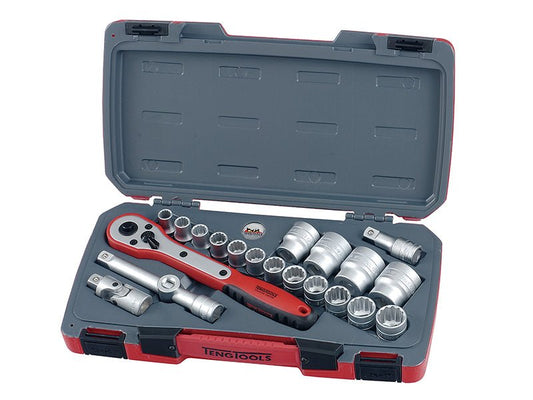 Teng T1221 Socket Set of 21 Metric 1/2in Drive Teng Tools